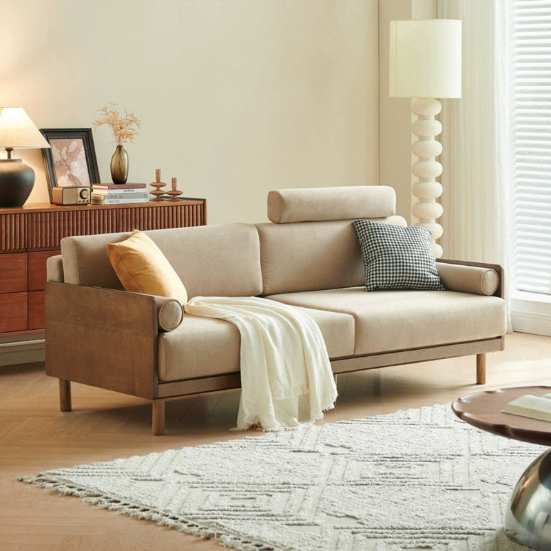 Furnishiaa Retro Style Solid Wood Sofa for Living Room