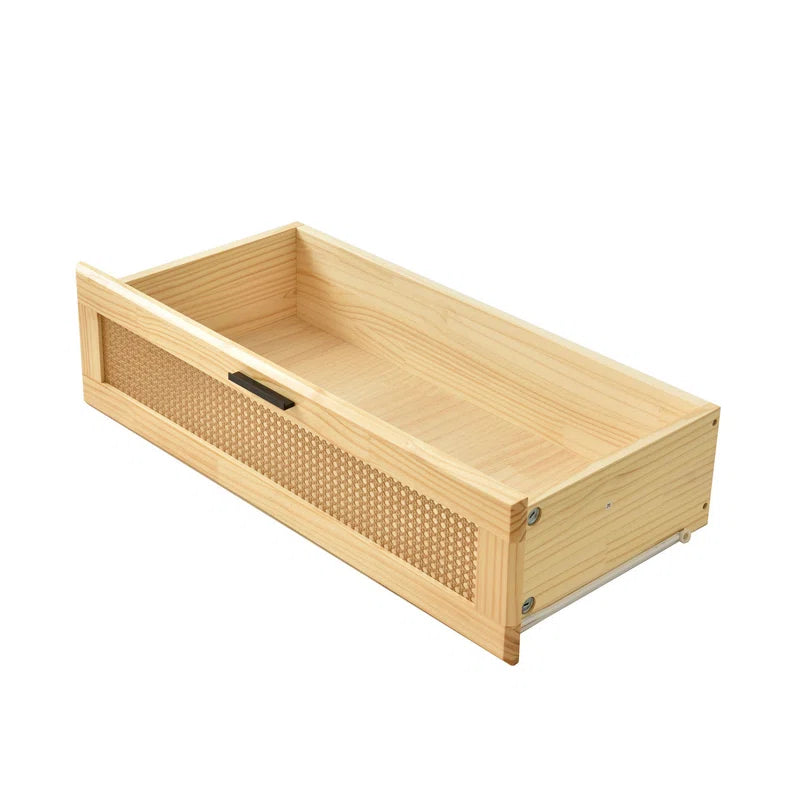 Furnishiaa 100% Solid Wood 2 Door Natural Cane Wardrobe - Furnishiaa -  - 