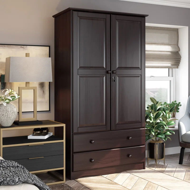 Furnishiaa 100% Solid Wood 2 Door Wardrobe - Furnishiaa -  - 