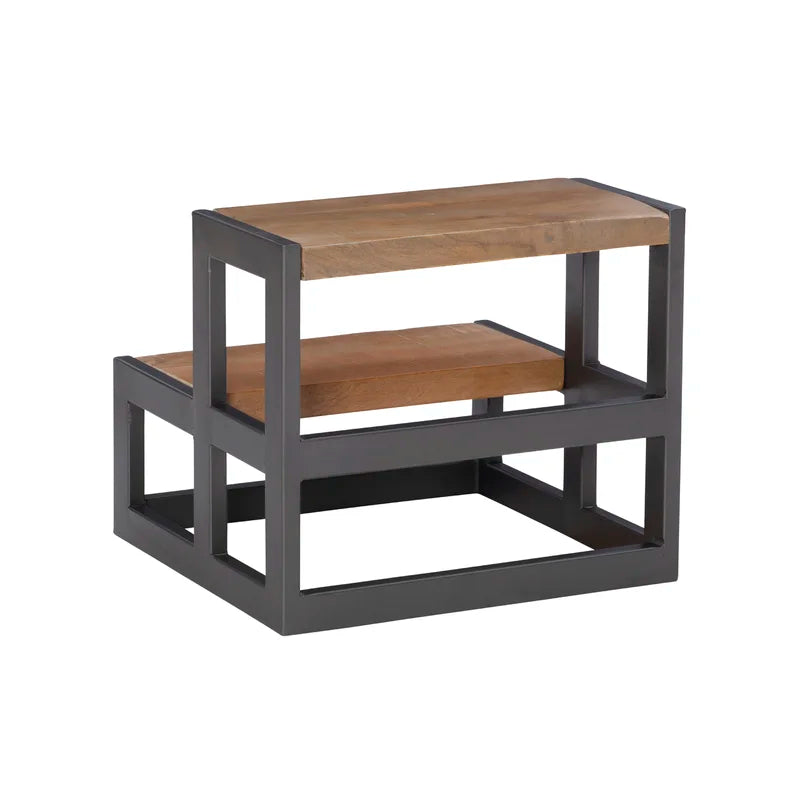 Furnishiaa 2 Step Solid Wood & Metal Step by Step Stool - Furnishiaa -  - 