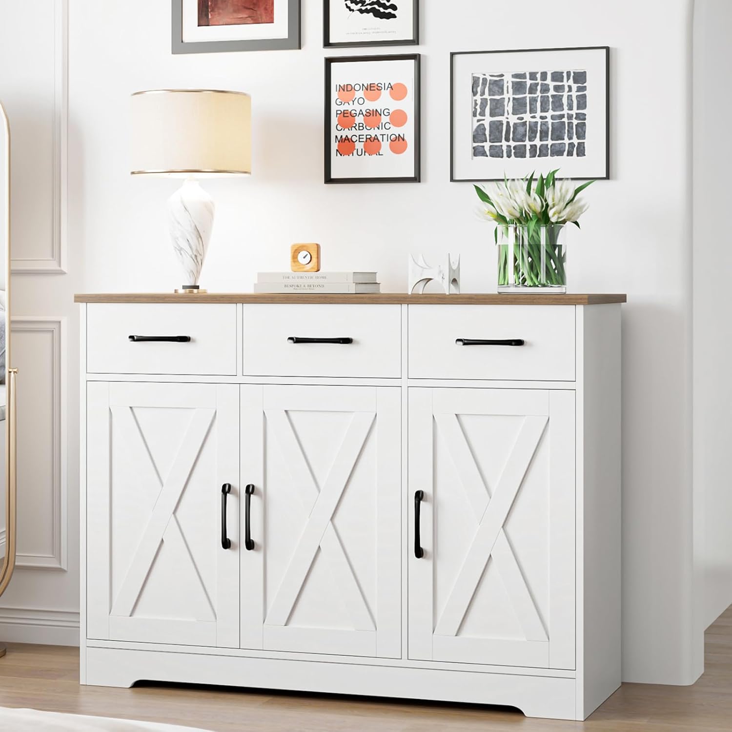 Furnishiaa Farmhouse Sideboard Buffet Cabinet - Furnishiaa -  - 