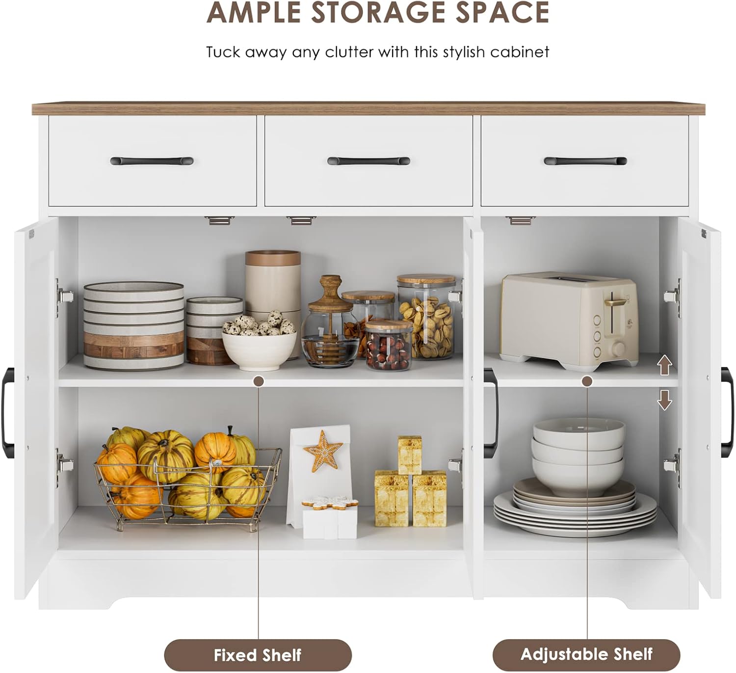 Furnishiaa Farmhouse Sideboard Buffet Cabinet - Furnishiaa -  - 