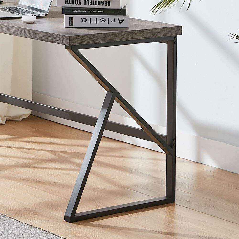 Furnishiaa Grey Solid Sheesham Wood & Iron Study Table Desk Office computer & Laptop table for home office - Furnishiaa -  - 