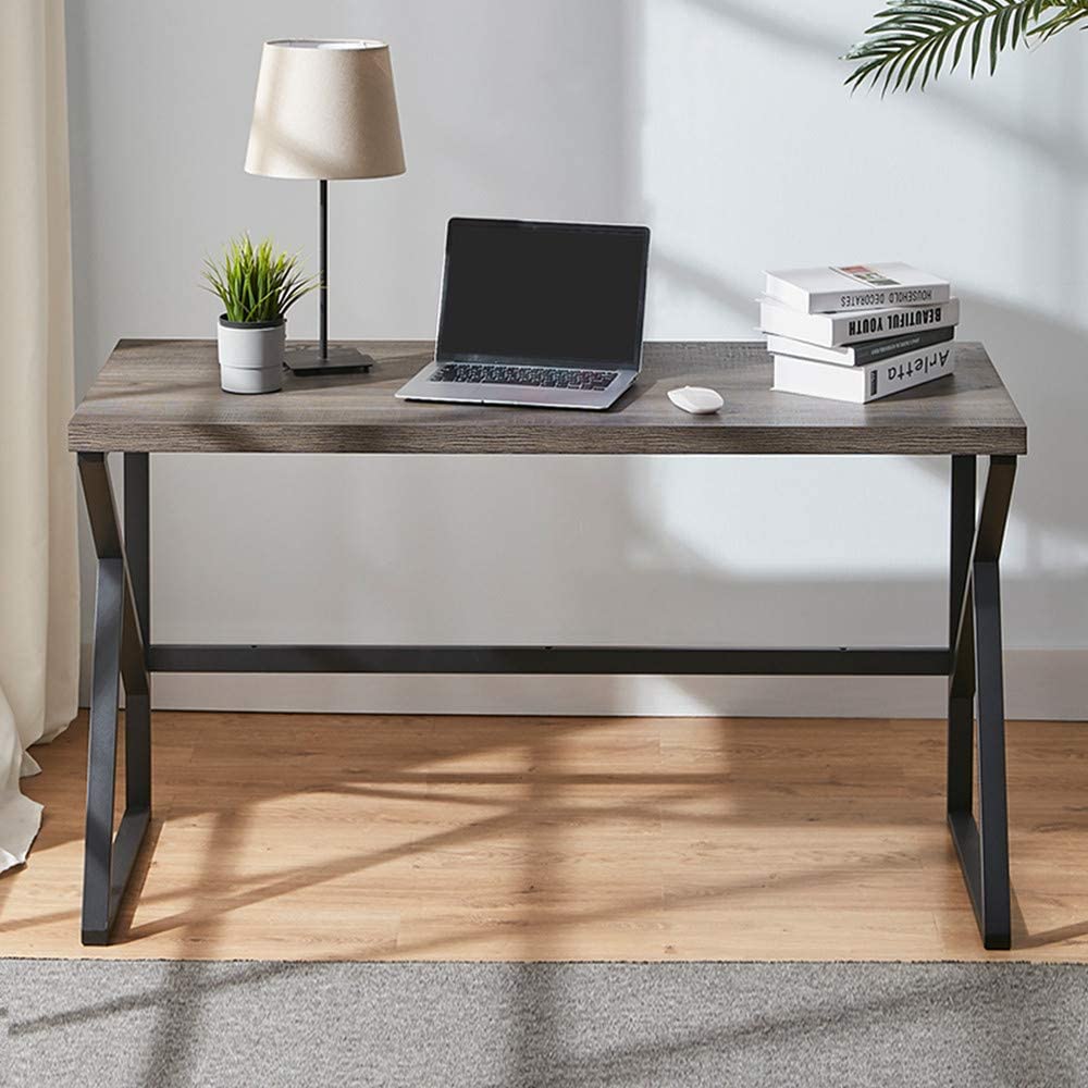 Furnishiaa Grey Solid Sheesham Wood & Iron Study Table Desk Office computer & Laptop table for home office - Furnishiaa -  - 