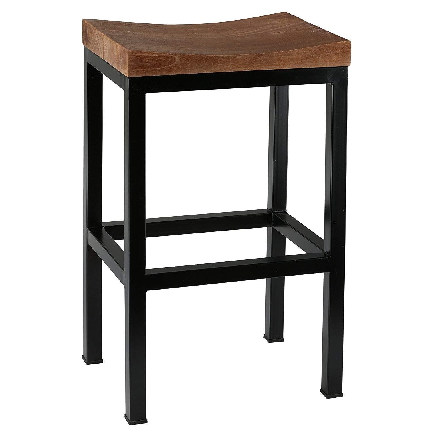Furnishiaa Iron Frame Solid Wood Bar Stool - Furnishiaa -  - 