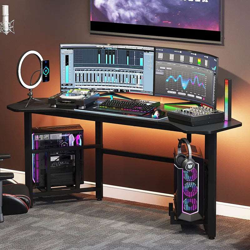 Furnishiaa Jowel Solid Wood Black Gaming Table - Furnishiaa -  - 