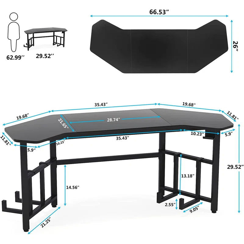 Furnishiaa Jowel Solid Wood Black Gaming Table - Furnishiaa -  - 