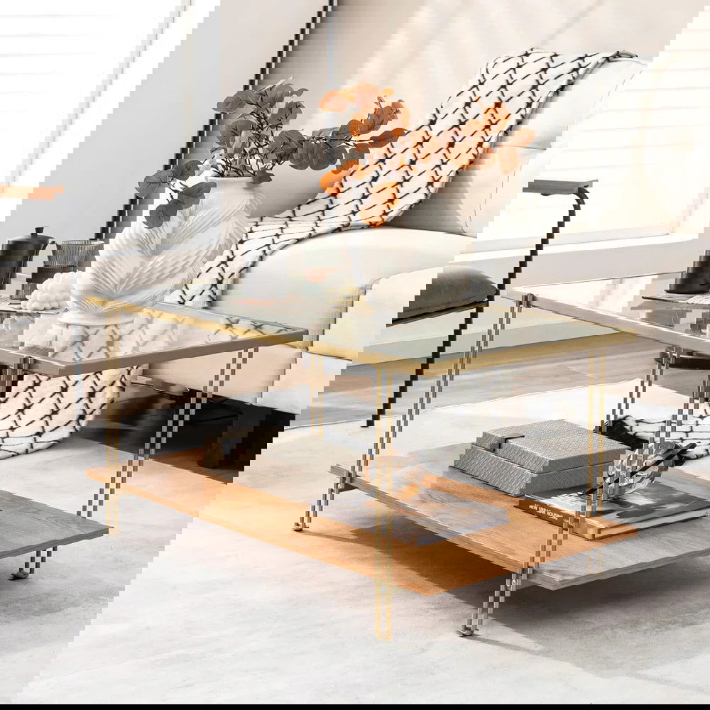 Furnishiaa Metal Frame Glass Top Coffee Table - Furnishiaa -  - 