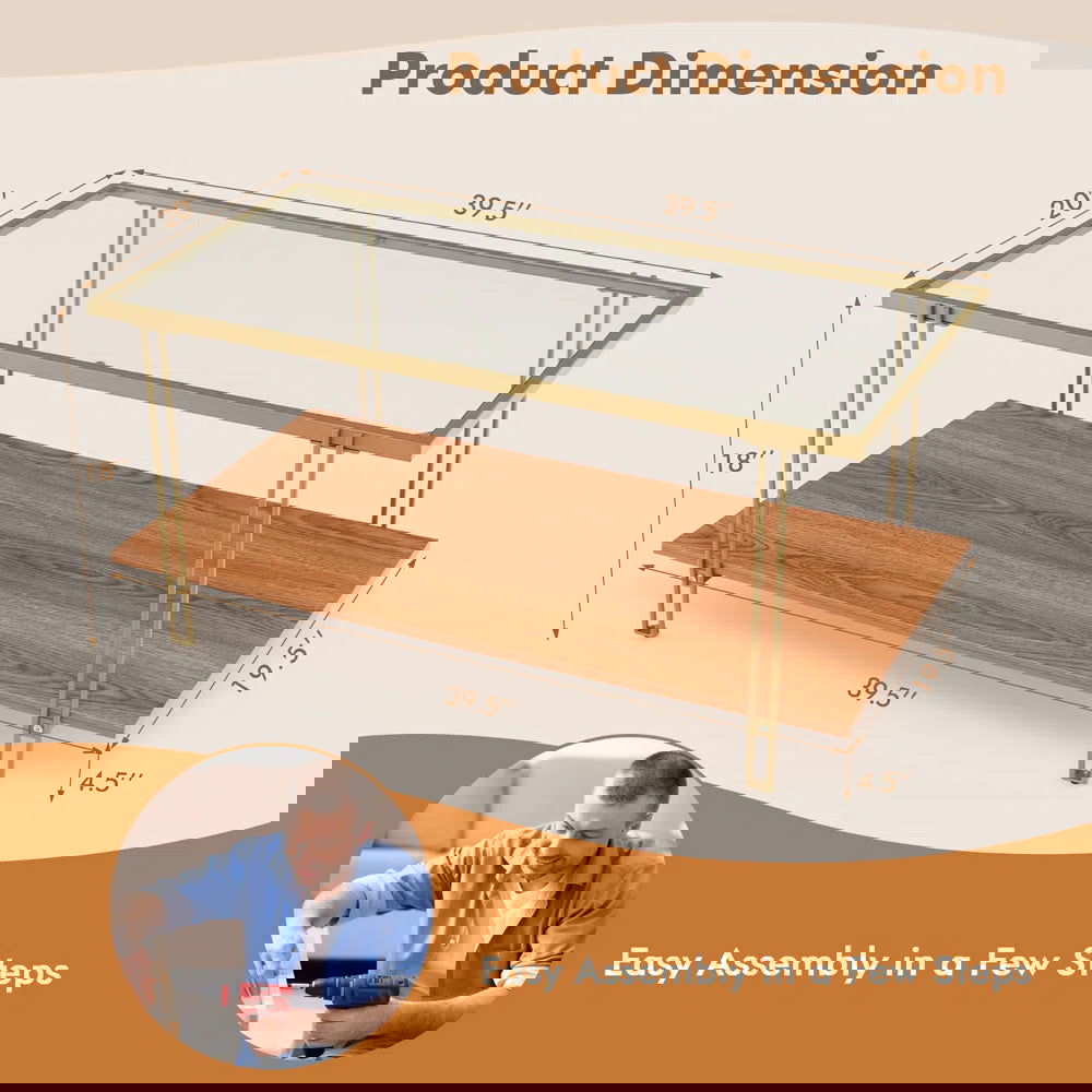 Furnishiaa Metal Frame Glass Top Coffee Table - Furnishiaa -  - 