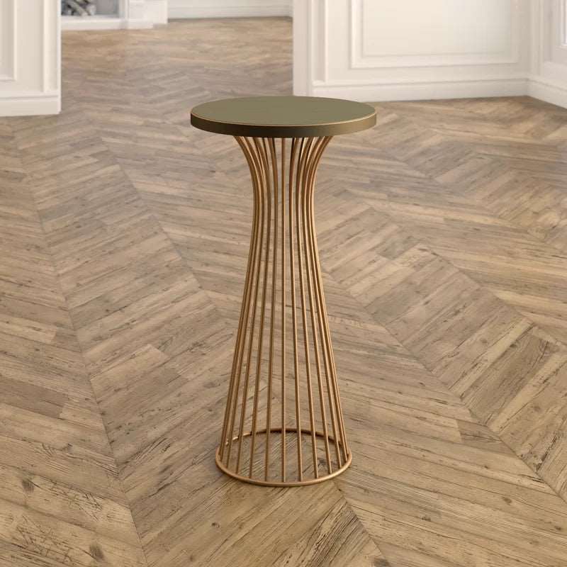 Furnishiaa Metal Round Wooden Top Plant Stand - Furnishiaa -  - 