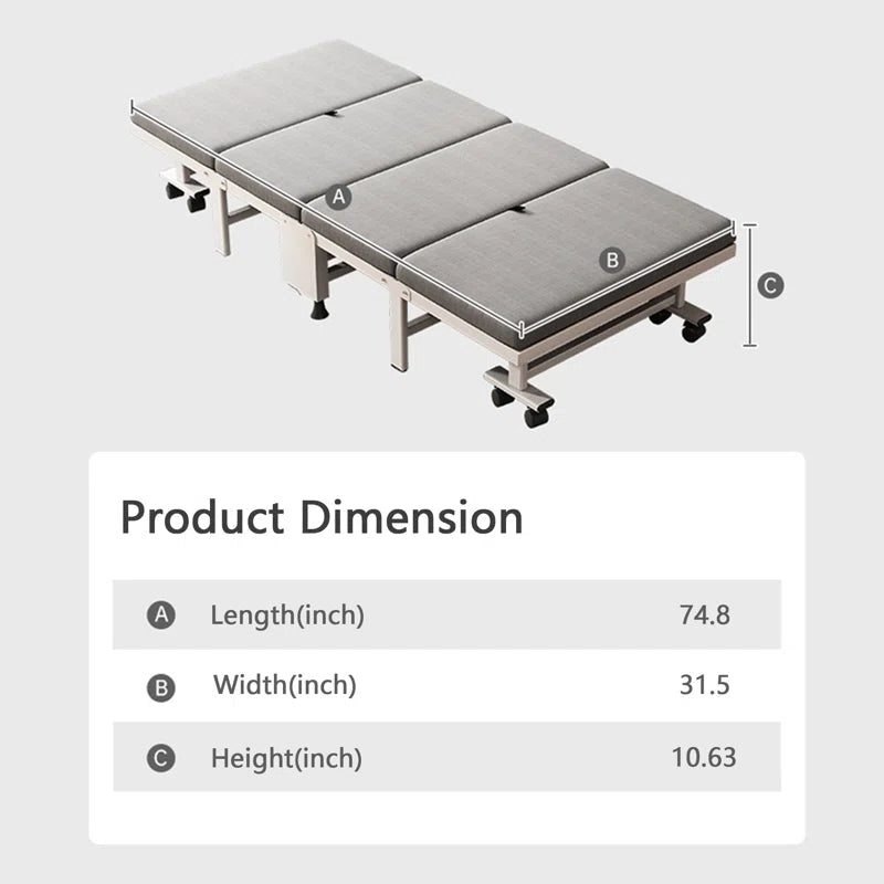 Furnishiaa Metal Upholstered Folding Bed with Mattress For Guests - Furnishiaa -  - 