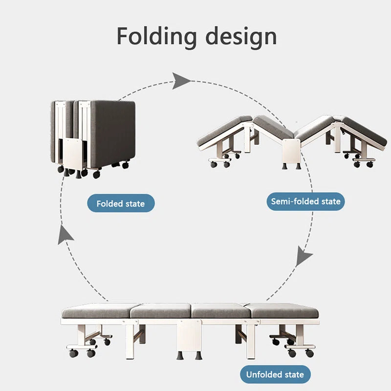 Furnishiaa Metal Upholstered Folding Bed with Mattress For Guests - Furnishiaa -  - 