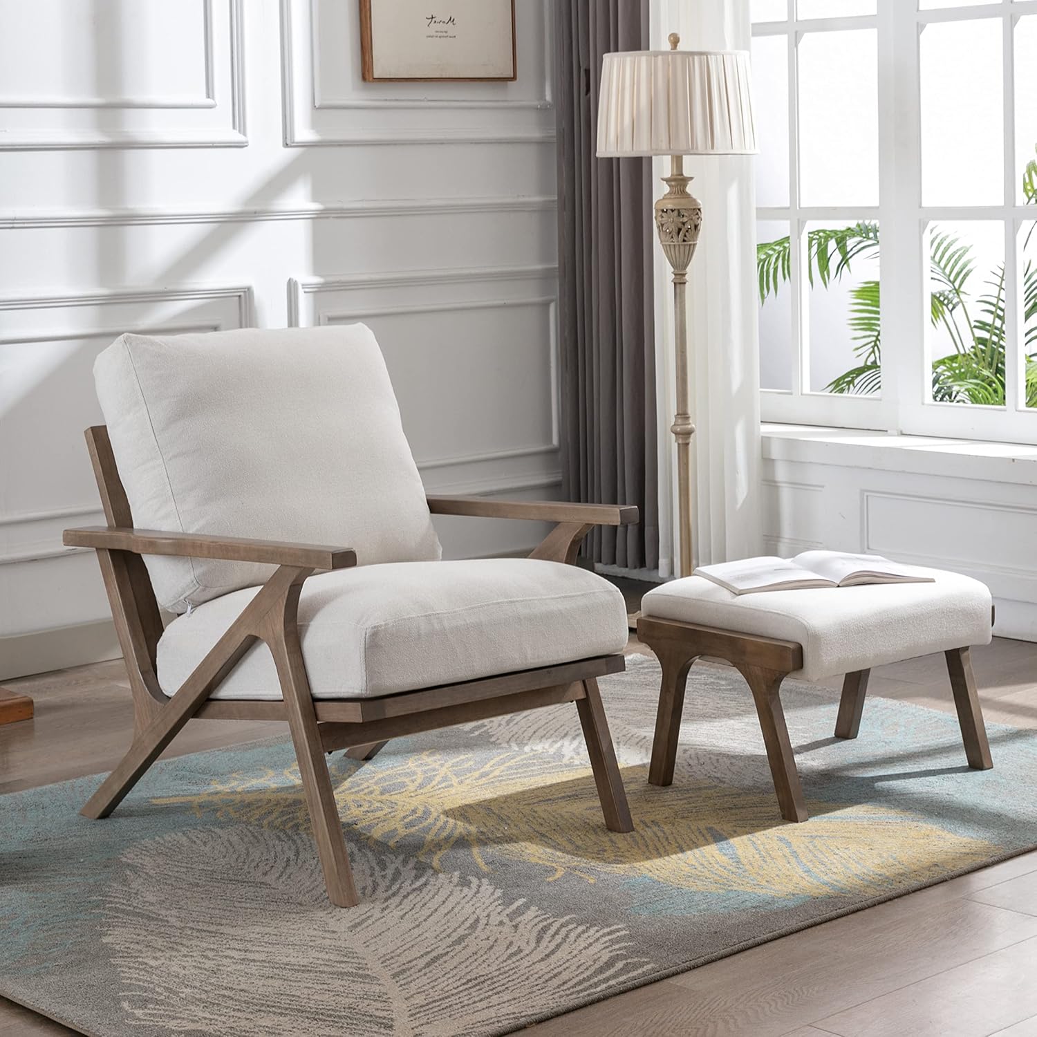 Furnishiaa Mid-Century Modern Accent Chair with Ottoman - Furnishiaa -  - 