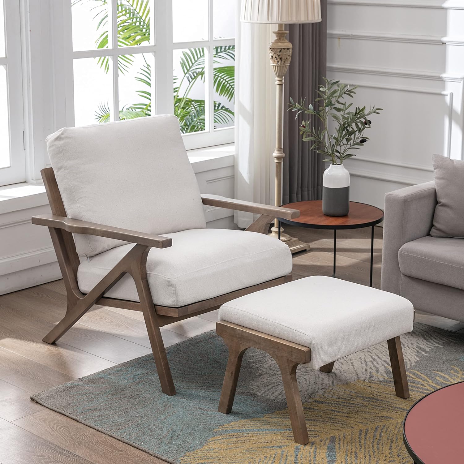 Furnishiaa Mid-Century Modern Accent Chair with Ottoman - Furnishiaa -  - 