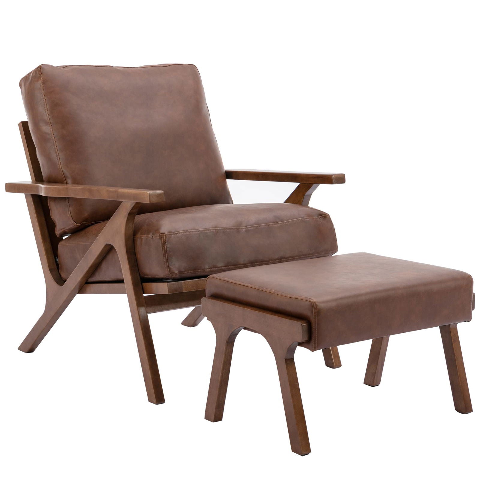 Furnishiaa Mid-Century Modern Accent Chair with Ottoman - Furnishiaa -  - 