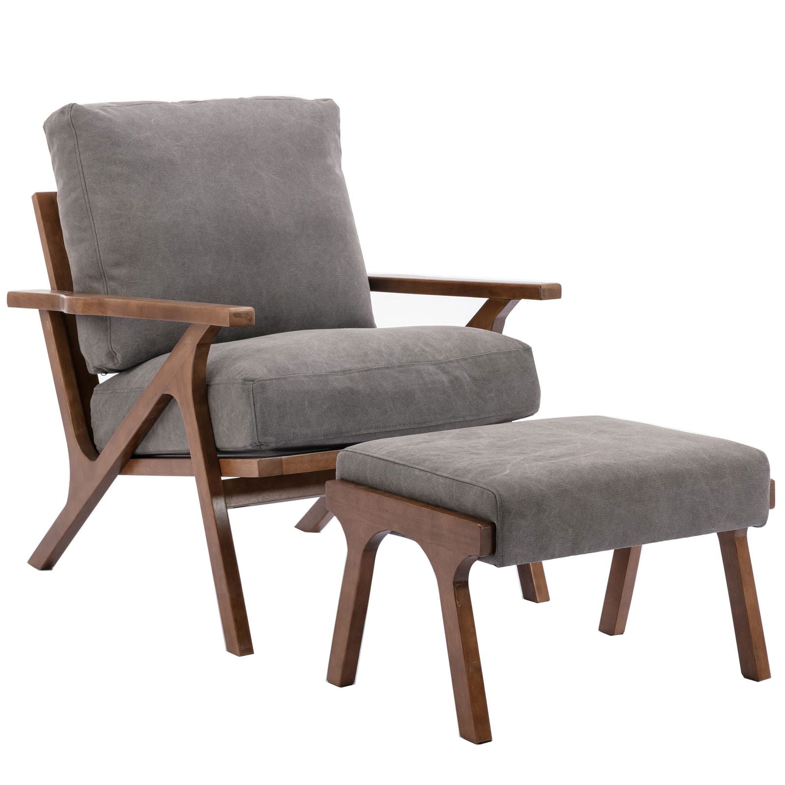 Furnishiaa Mid-Century Modern Accent Chair with Ottoman - Furnishiaa -  - 