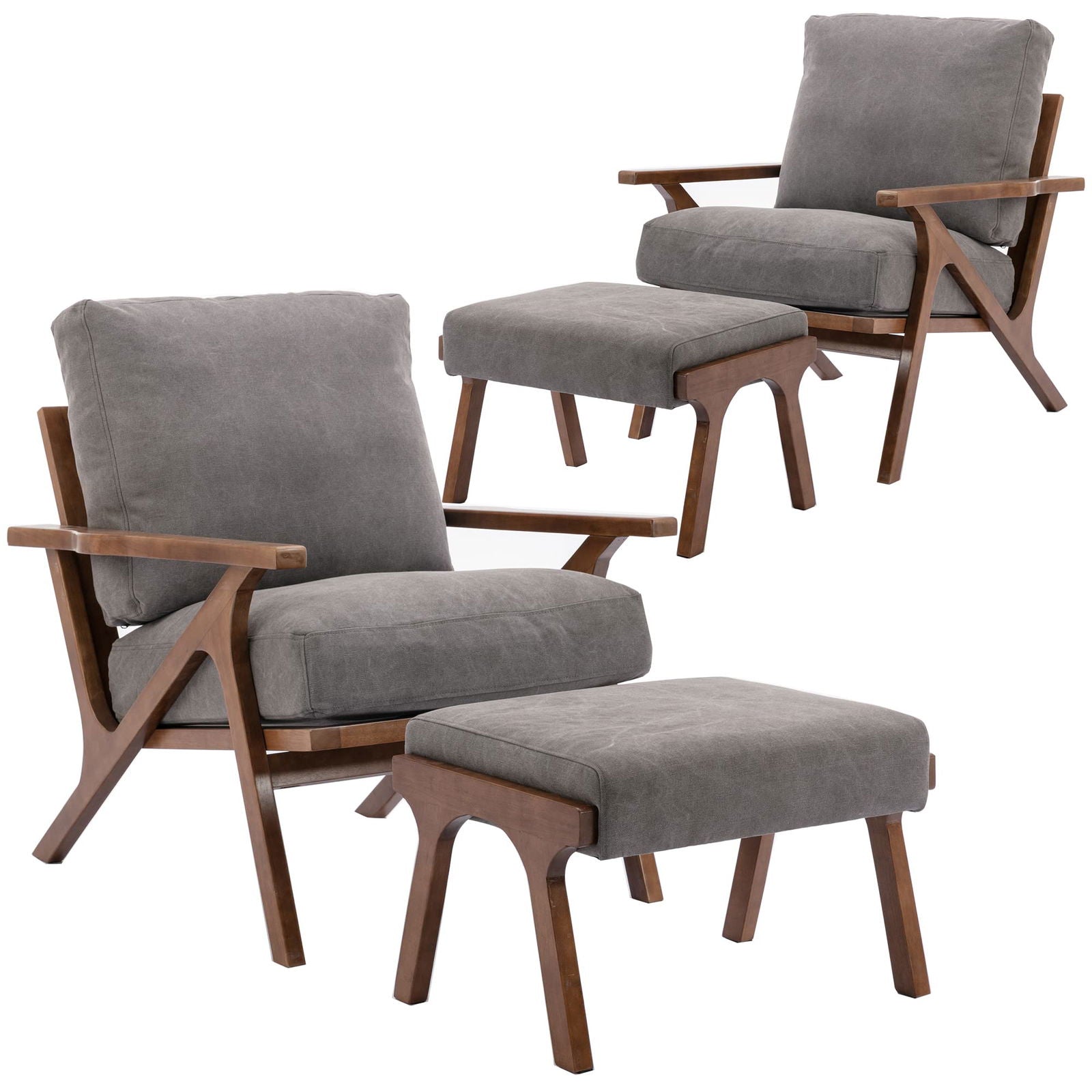 Furnishiaa Mid-Century Modern Accent Chair with Ottoman - Furnishiaa -  - 