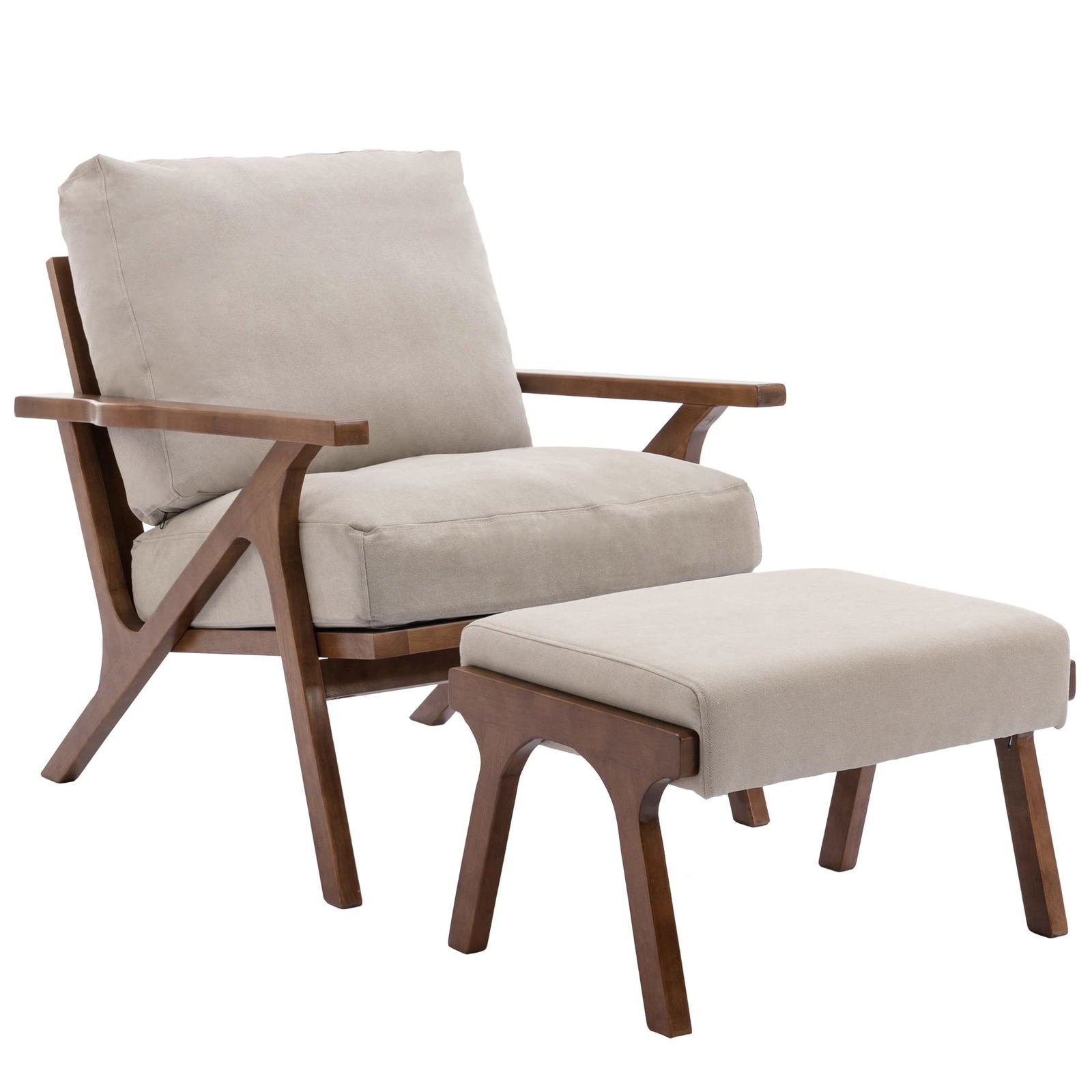 Furnishiaa Mid-Century Modern Accent Chair with Ottoman - Furnishiaa -  - 