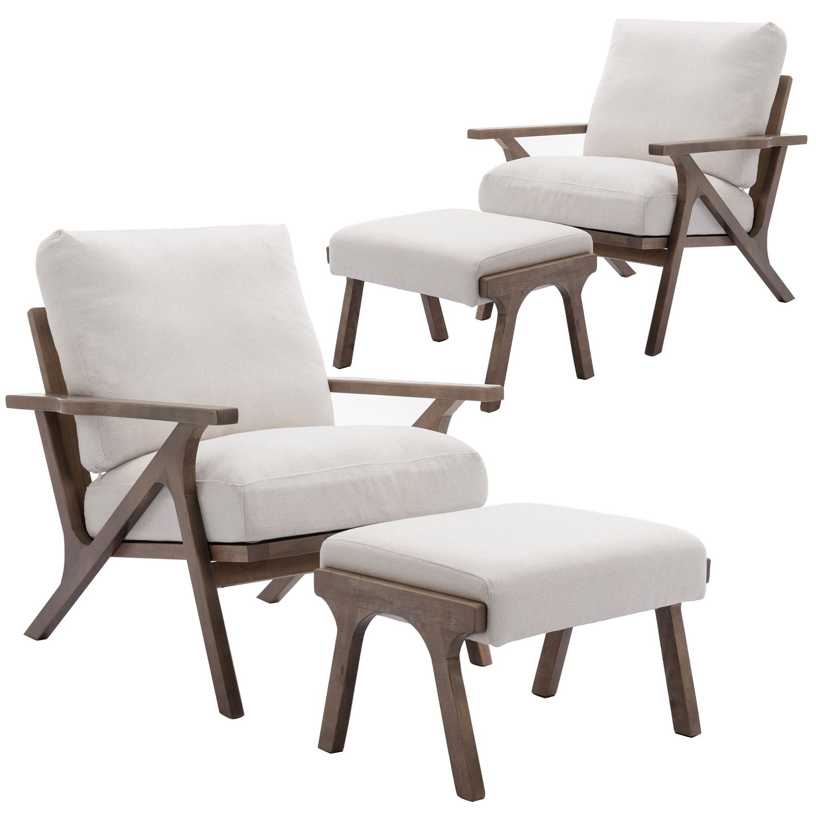 Furnishiaa Mid-Century Modern Accent Chair with Ottoman - Furnishiaa -  - 