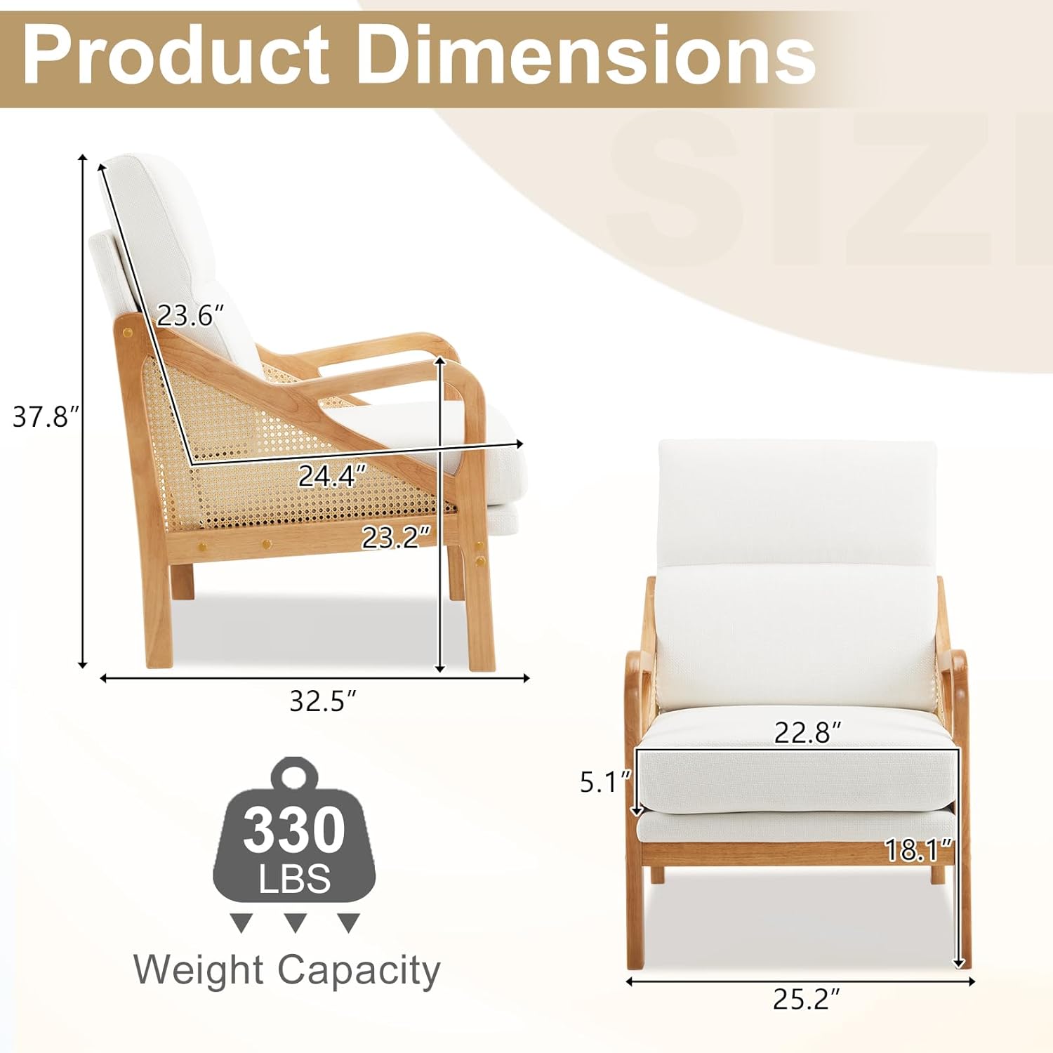 Furnishiaa Modern Accent Chair Mid-Century Woven Rattan Chairs - Furnishiaa -  - 