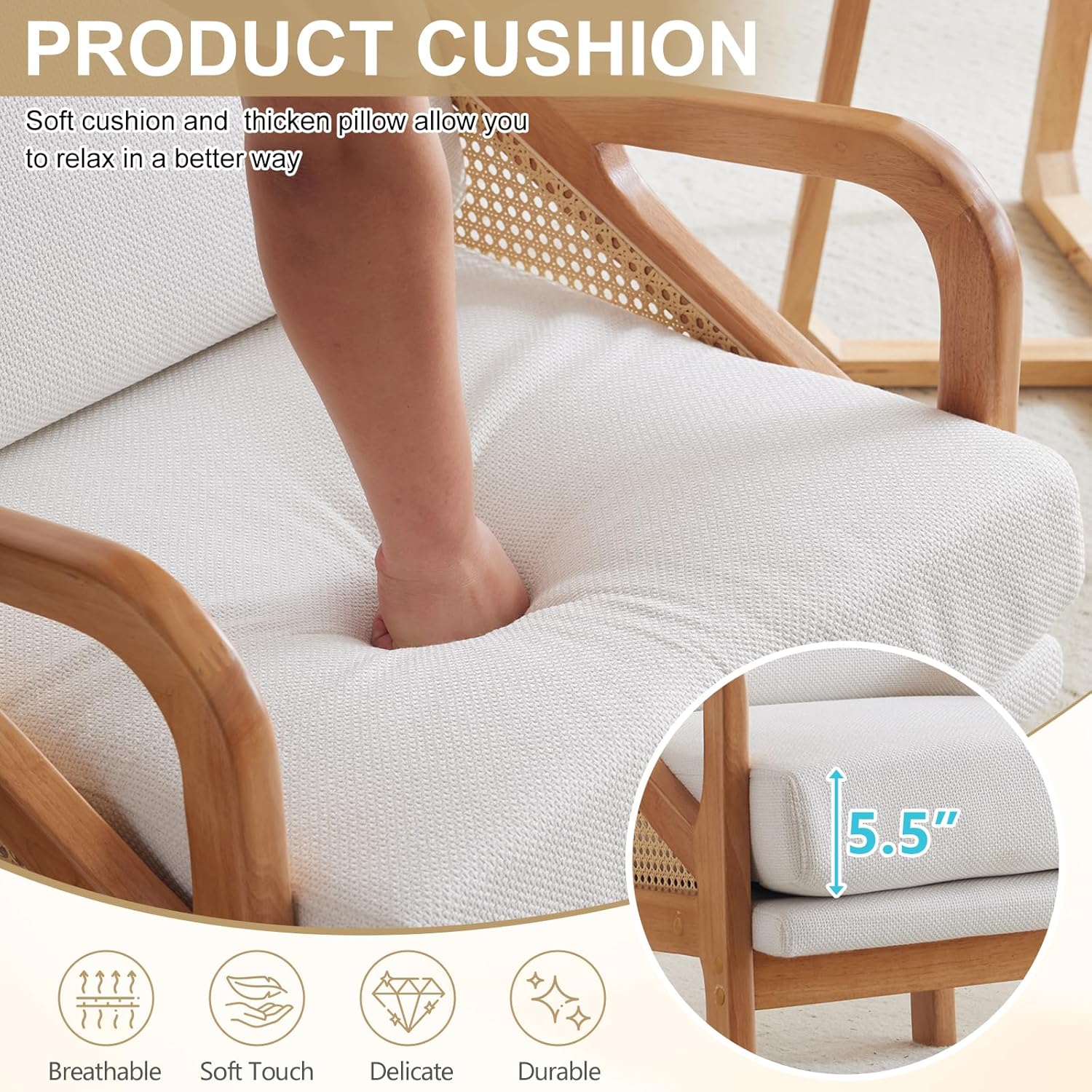 Furnishiaa Modern Accent Chair Mid-Century Woven Rattan Chairs - Furnishiaa -  - 