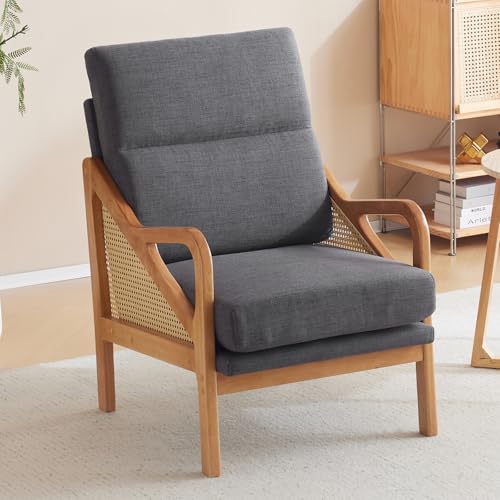 Furnishiaa Modern Accent Chair Mid-Century Woven Rattan Chairs - Furnishiaa -  - 