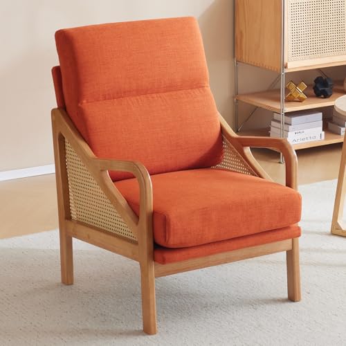 Furnishiaa Modern Accent Chair Mid-Century Woven Rattan Chairs - Furnishiaa -  - 