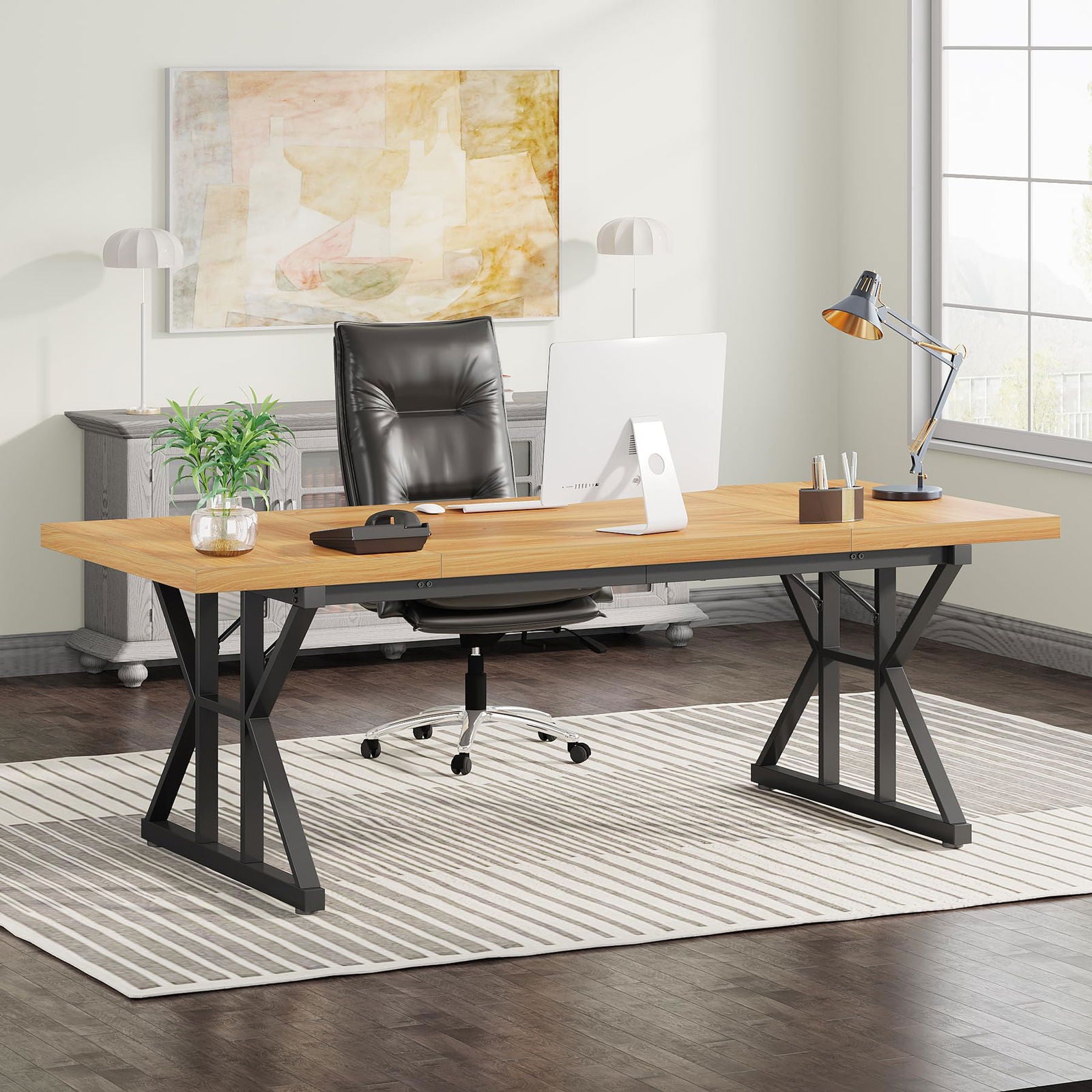 Furnishiaa Modern Executive Office Desk | Large Workstation -  - 