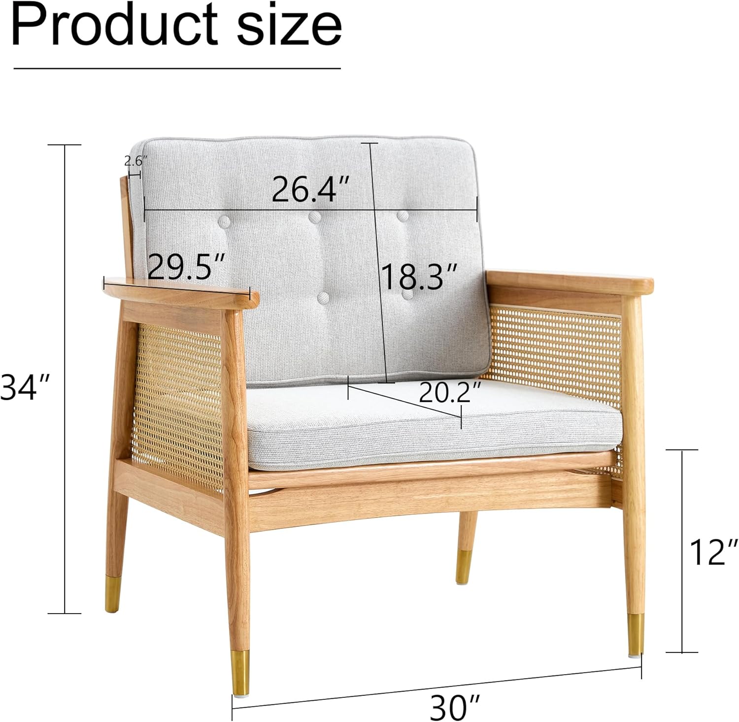 Furnishiaa Modern Minimalist Rattan Solid Wood Sofa 1-Seater - Furnishiaa -  - 