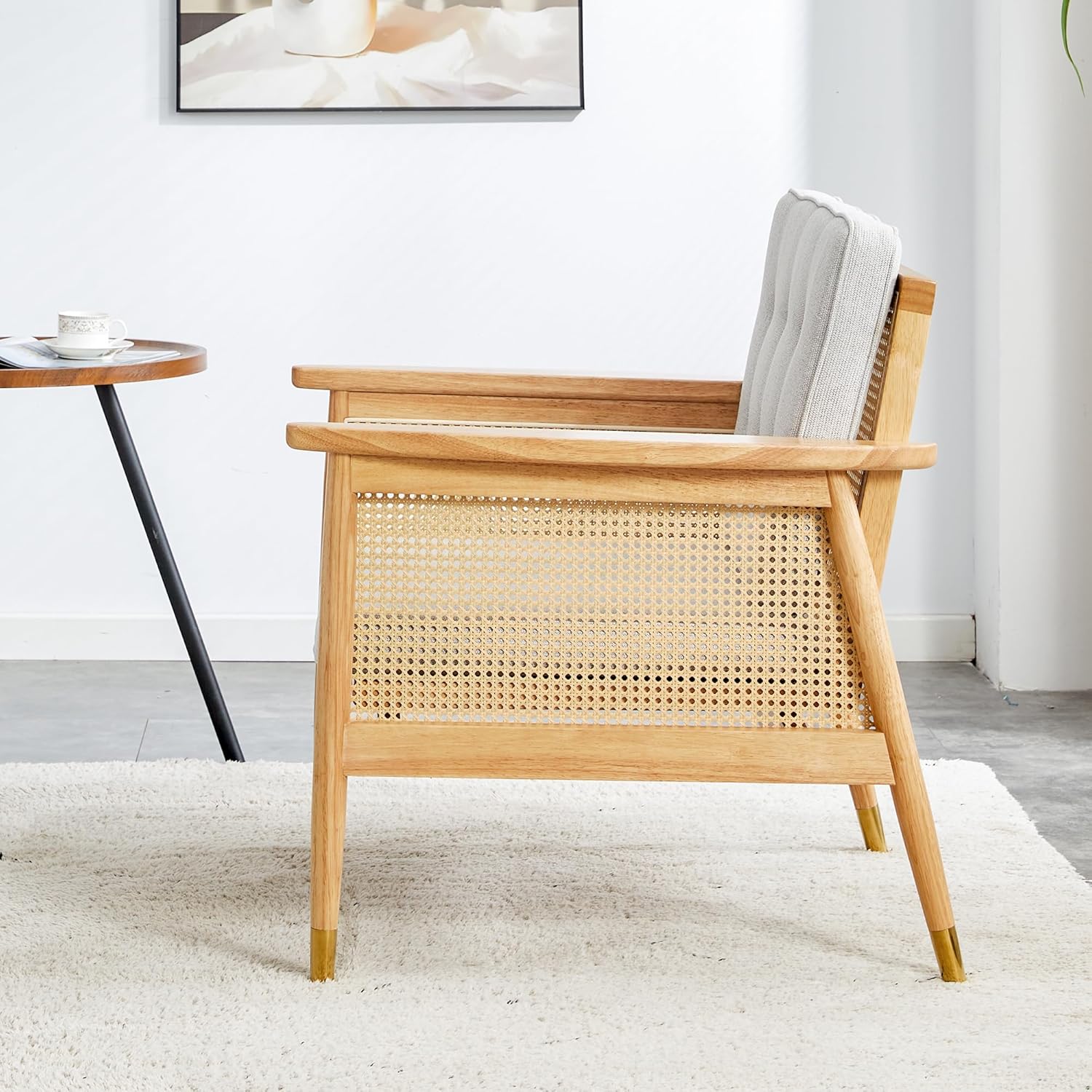 Furnishiaa Modern Minimalist Rattan Solid Wood Sofa 1-Seater - Furnishiaa -  - 