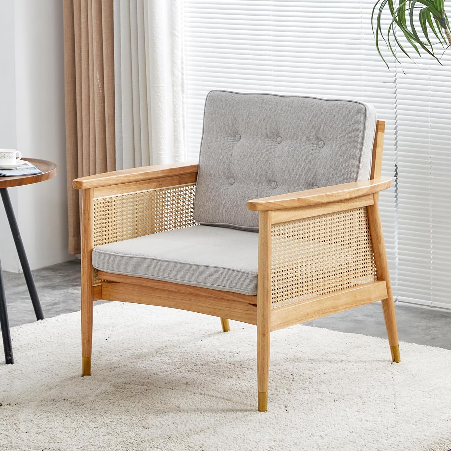 Furnishiaa Modern Minimalist Rattan Solid Wood Sofa 1-Seater - Furnishiaa -  - 