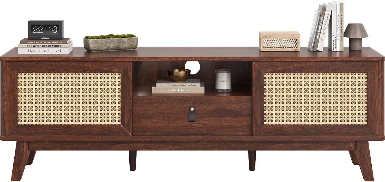 Furnishiaa Natural Rattan TV Stand 70 Inch for Living Room - Furnishiaa -  - 