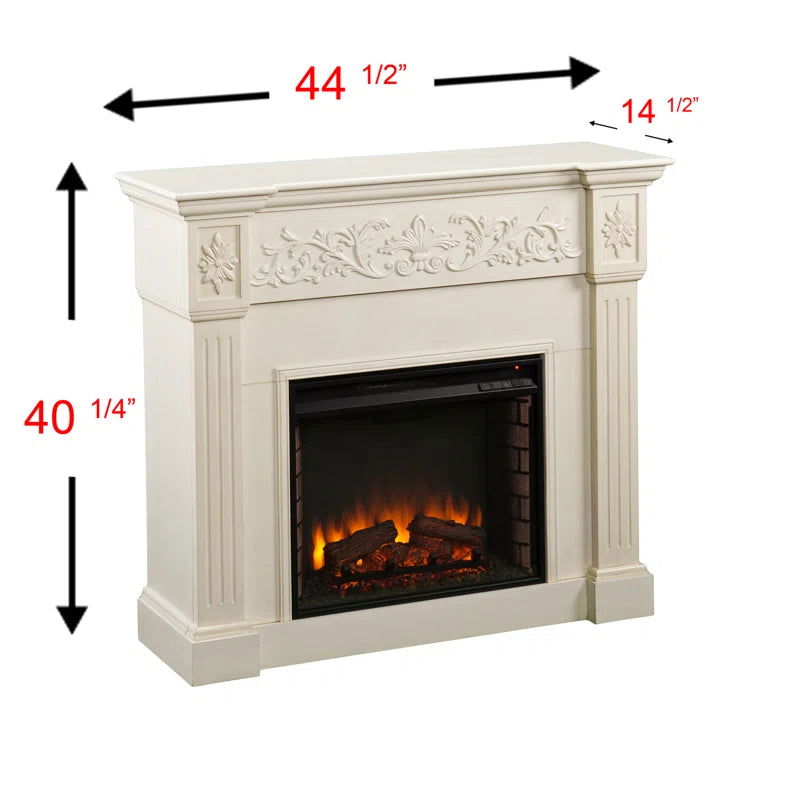 Furnishiaa Royal White Carving Solid Wood Electric Fireplace - Furnishiaa -  - 