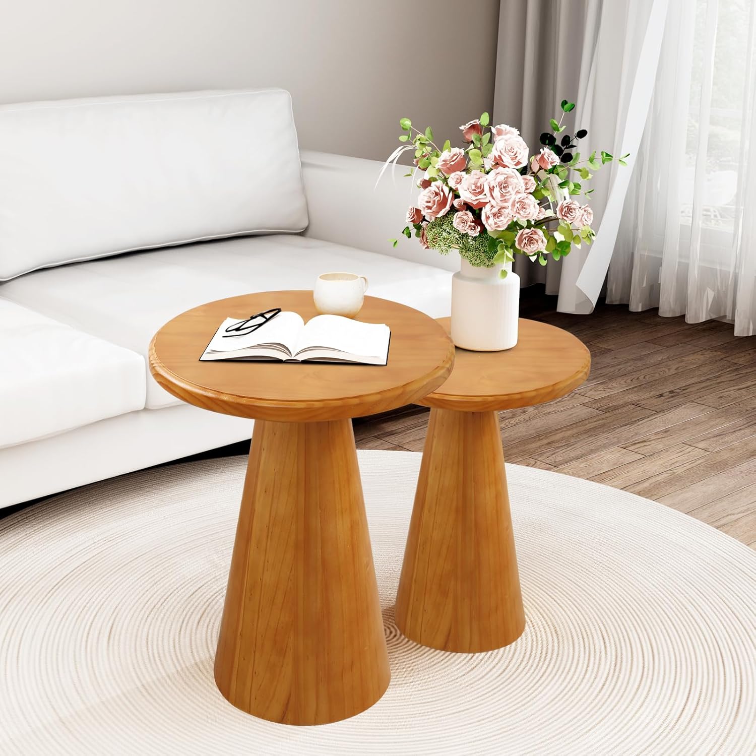 Furnishiaa Rustic Wood Side Table Set of 2 - Furnishiaa -  - 