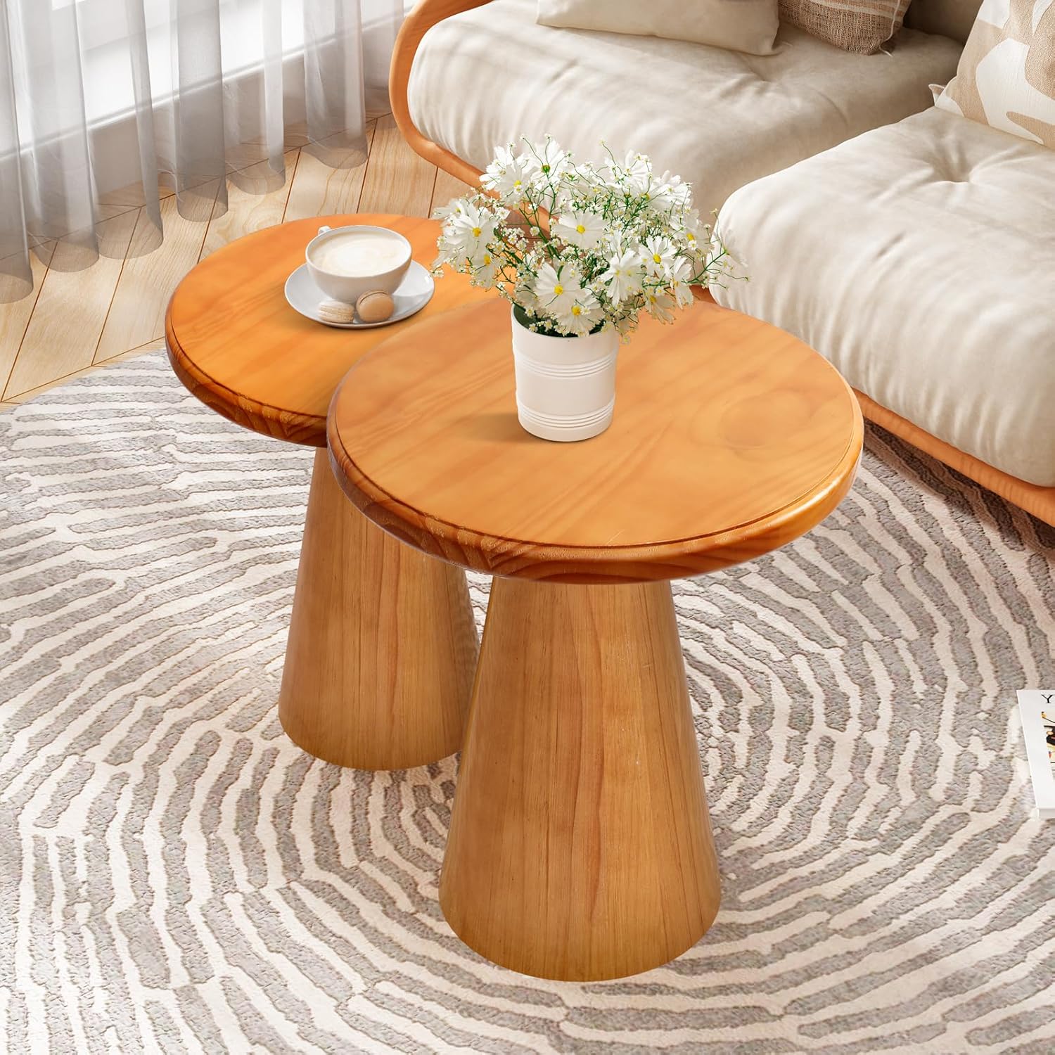 Furnishiaa Rustic Wood Side Table Set of 2 - Furnishiaa -  - 