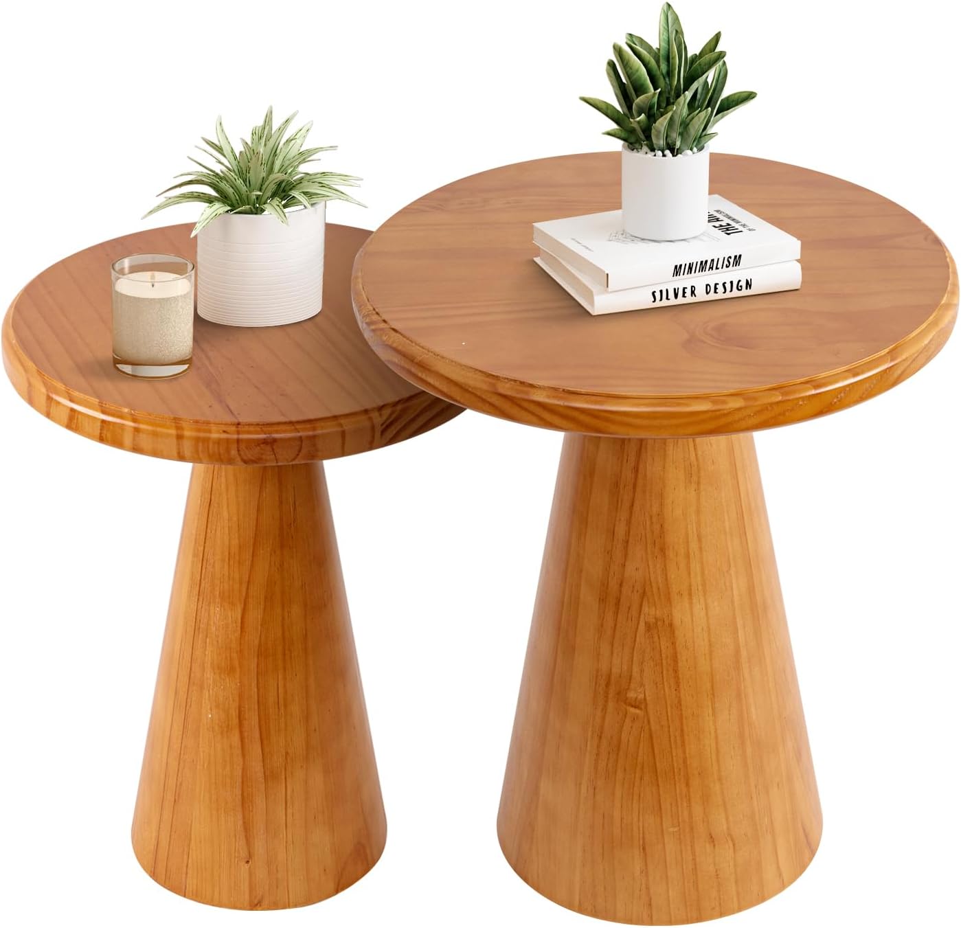 Furnishiaa Rustic Wood Side Table Set of 2 - Furnishiaa -  - 