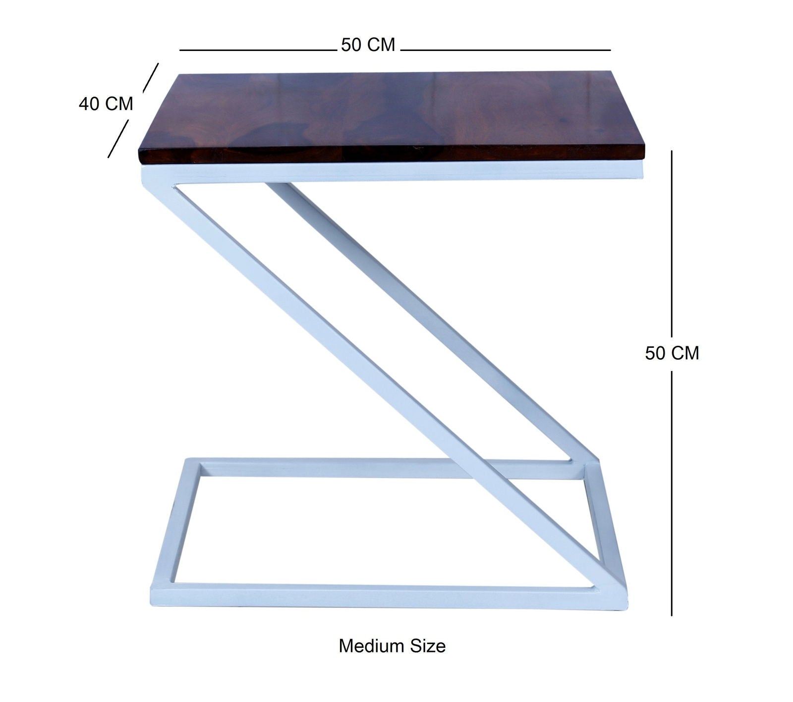 Furnishiaa Sheesham Wood & Iron Z Shape Bedside End Tables Night Stand Side Stool for Bedroom Living Room Home (White and Natural Finish) - Furnishiaa -  - 