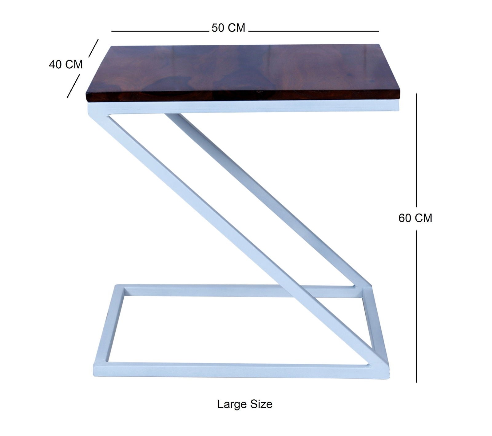 Furnishiaa Sheesham Wood & Iron Z Shape Bedside End Tables Night Stand Side Stool for Bedroom Living Room Home (White and Natural Finish) - Furnishiaa -  - 