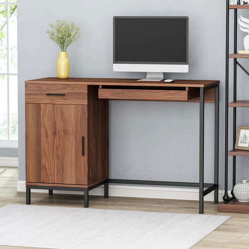 Furnishiaa Sheesham Wood Metal Base Computer Desk - Furnishiaa -  - 