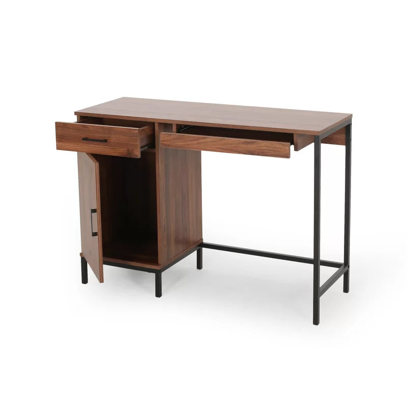 Furnishiaa Sheesham Wood Metal Base Computer Desk - Furnishiaa -  - 