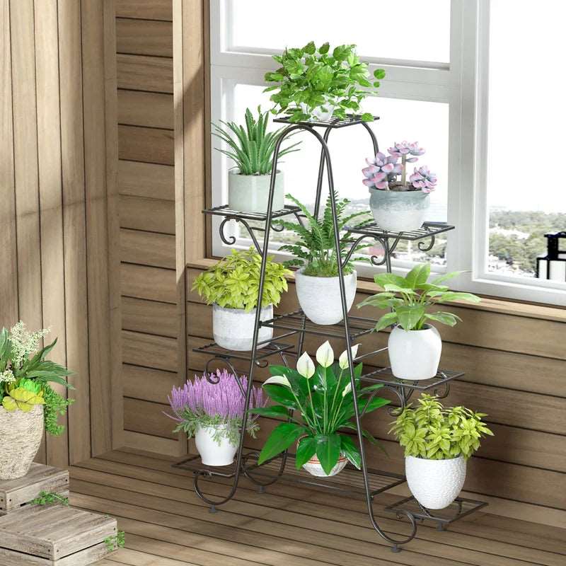 Furnishiaa Solid Iron Round Bar Multi tiered Port Stand - Furnishiaa -  - 