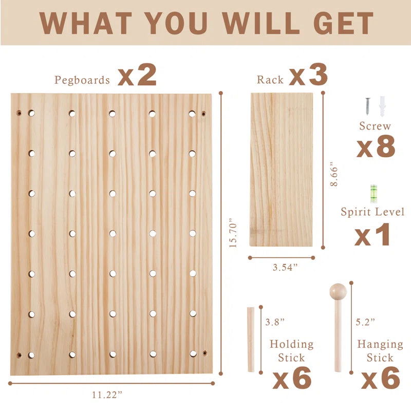 Furnishiaa Solid Pine Wood Pegboard - Furnishiaa -  - 