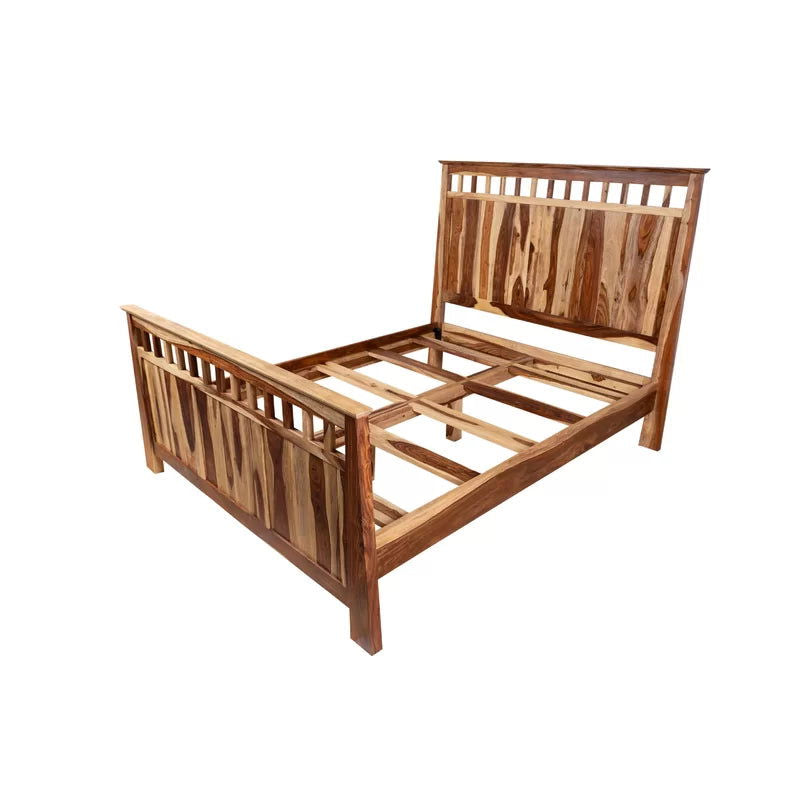 Furnishiaa Solid Sheesham Wood Natural Bed For Home - Furnishiaa -  - 