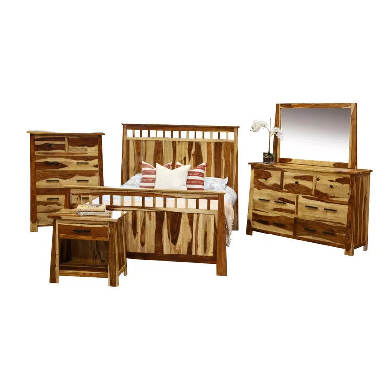 Furnishiaa Solid Sheesham Wood Natural Bed For Home - Furnishiaa -  - 