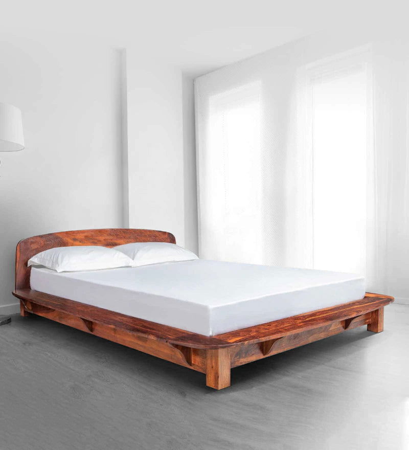 Furnishiaa Solid Sheesham Wood Sleek and Durable Design Low Profile Bed - Furnishiaa -  - 