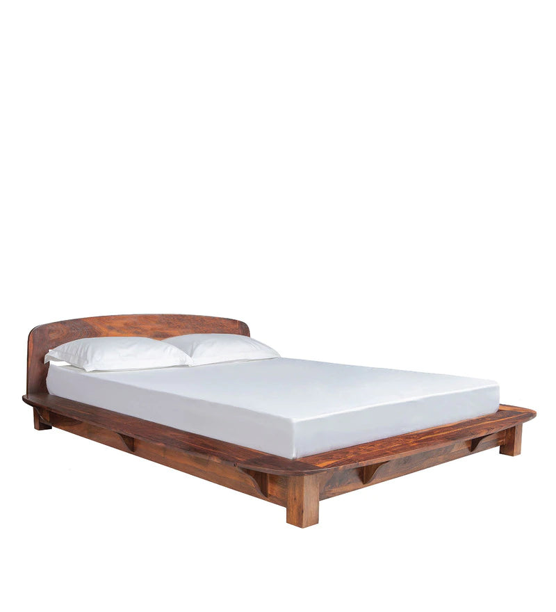 Furnishiaa Solid Sheesham Wood Sleek and Durable Design Low Profile Bed - Furnishiaa -  - 