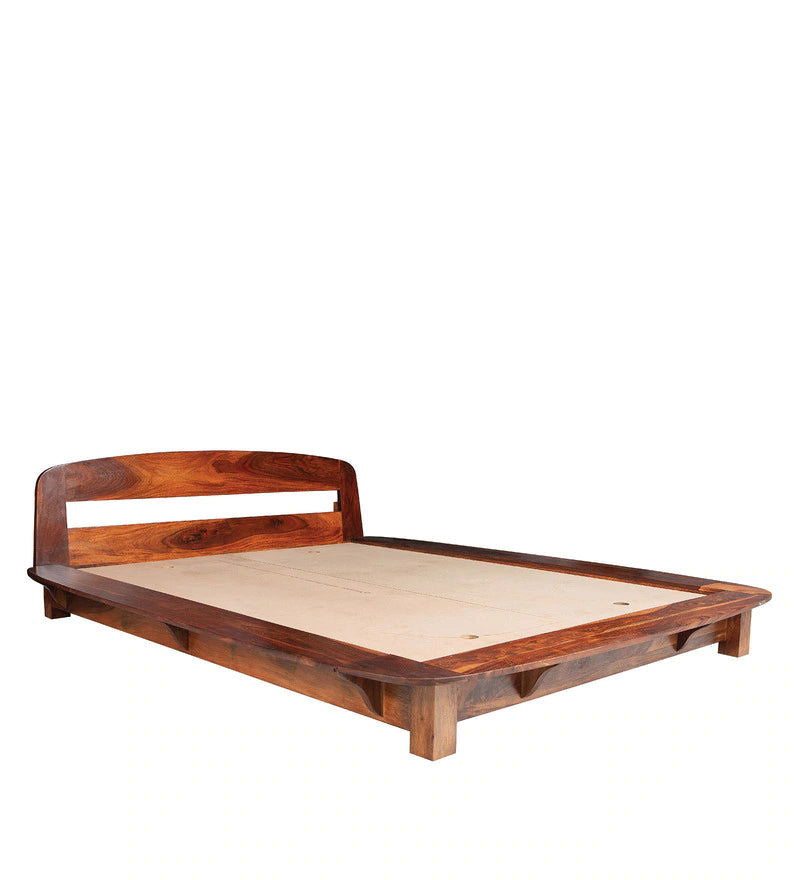 Furnishiaa Solid Sheesham Wood Sleek and Durable Design Low Profile Bed - Furnishiaa -  - 