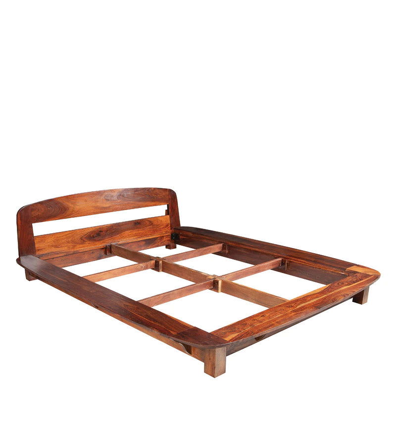 Furnishiaa Solid Sheesham Wood Sleek and Durable Design Low Profile Bed - Furnishiaa -  - 