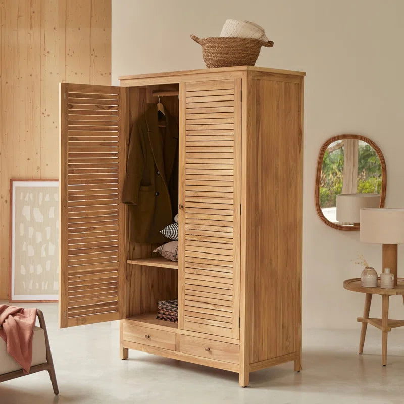 Furnishiaa Solid Teak Wood Wardrobe - Furnishiaa -  - 