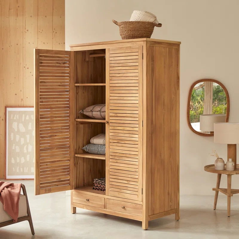 Furnishiaa Solid Teak Wood Wardrobe - Furnishiaa -  - 